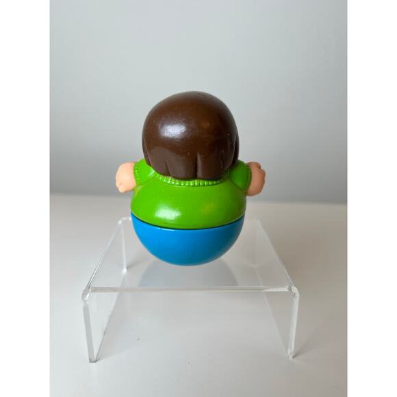 Wally Weeble Wobble Sports Boy Figure Blue Brown Hair Vintage Toy 1987 2" Tall - Picture 3 of 4